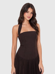 Pleated Halter Maxi Dress