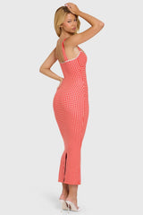 Modal Lace-Trim Midaxi Dress in Red Gingham