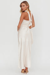 Damsel Reverse Halter Maxi Dress Flower Green