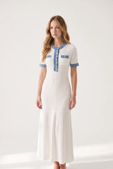 Megan | Denim White Maxi Dress