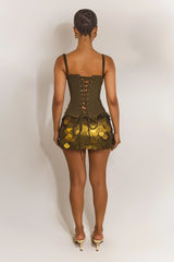 The Everly Lace Up Corset Top in Olive