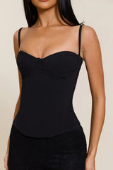 The Everly Lace Up Corset Top in Black