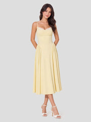 Modal Lace Trim Sweetheart Neck Midi Dress