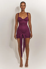 Tie Front Lace Mini in Plum