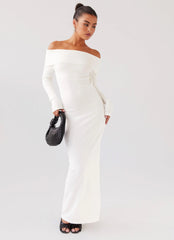 Alexandra Off Shoulder Knit Maxi Dress - Ivory