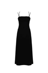 Lila Black Midi Dress With Cross-Back Ties
