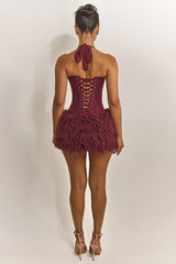 The Zadie Lace Up Corset Top in Wine