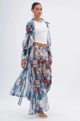 Living The Life Plaid Mesh Trench