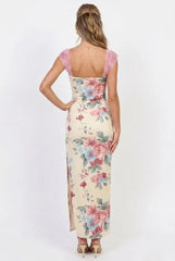 Sweet Tea Mesh Floral Maxi Dress
