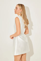 Satin Buttoned Mini Dress