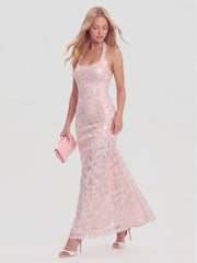 Halter Neck Backless Bodycon Maxi Dress