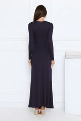 Sophisticated Silhouette Long Sleeve Maxi Dress Navy