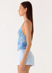 All At Once Halter Top - Aqua Paisley