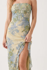 Megan | Strapless High Slit Maxi Dress