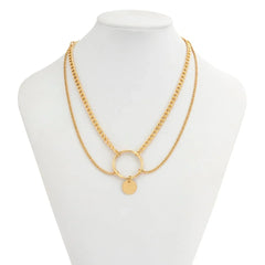 Minimalist Layered Sequin Ring Charm Choker Necklace