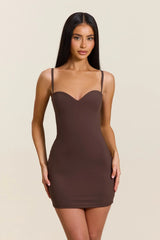 The Sculpt Mini Dress in Brown