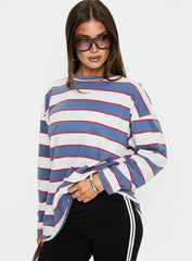 Horizon Long Sleeve Top Dusty Blue Stripe