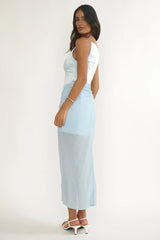 Amelisse Sheer Waist Wrap Maxi Dress Ice Blue