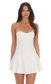 Bust Fit And Flare Dress In White