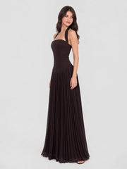 Pleated Halter Maxi Dress