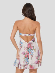 Boho Floral Print Chiffon Mini Dress