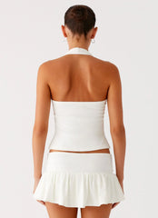 Vegas Nights Halter Neck Top - White
