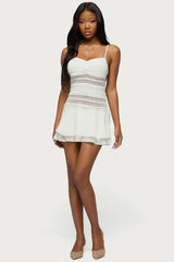 Marcia Chiffon Lacey Mini Dress