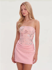 Corset Back Beaded Mini Dress