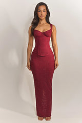The Cinched Lace Maxi Set in Diamonte