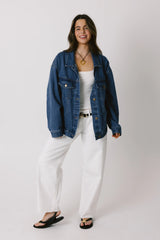 Midtown Oversized Denim Jacket In Dark Wash