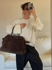 Large Faux Suede Shopper Bag