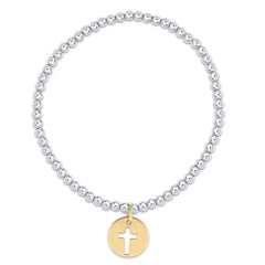 Classic Mixed Metal 3mm Bracelet - Blessed Gold Disc