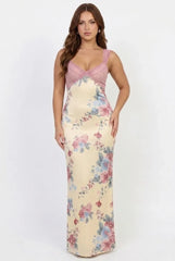 Sweet Tea Mesh Floral Maxi Dress