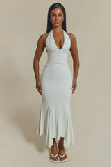 The Gisele Corset Maxi Dress in White