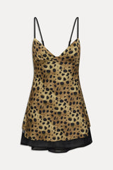 x Khy Kenley Satin Mini Dress - Lacey Leopard