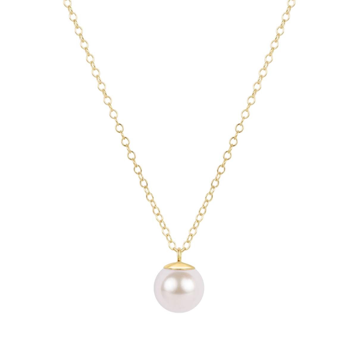 16" Necklace Gold - Classic Pearl 10mm Charm