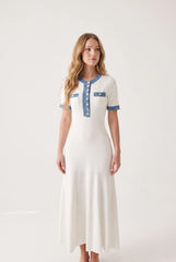 Megan | Denim White Maxi Dress