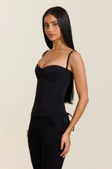 The Everly Lace Up Corset Top in Black