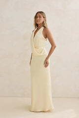 Charm Of Yours Satin Halter Maxi Dress Yellow
