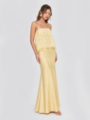 Lace Patchwork Satin Bandeau Dress