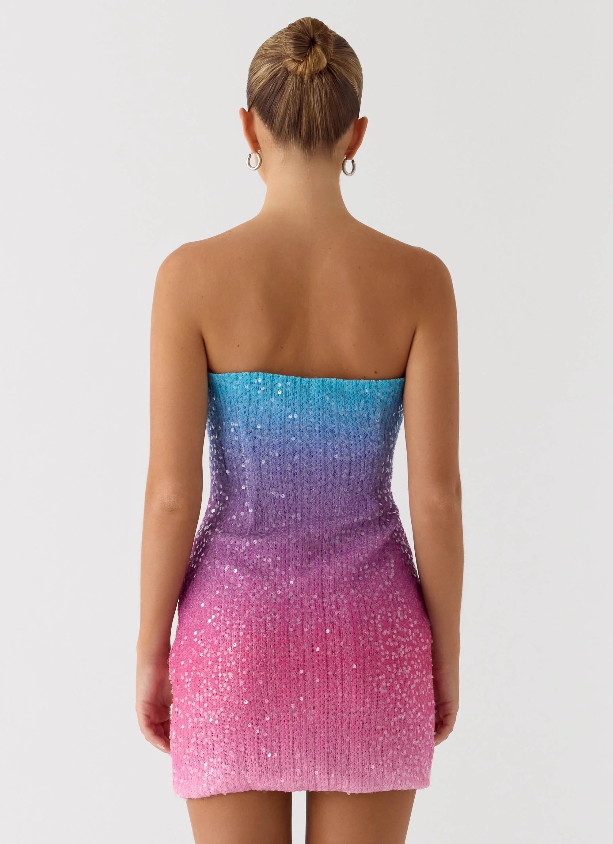 pink sequin knit dress Sequin Knit Bandeau Mini Dress