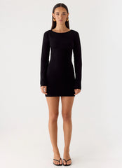 Soft Vision Knit Mini Dress Black