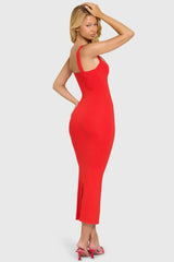 Modal Lace-Trim Midaxi Dress in Cherry