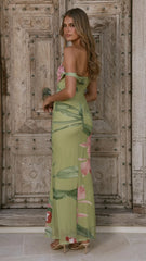 Lena Maxi Dress - Olive Floral