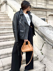 Trapezoid Structured Faux Suede Bag