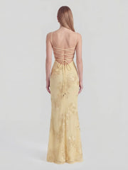 3D Floral-Embellished Corset Gown