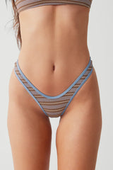 Full Moon Striped Micro Bikini Bottom - Ocean Stone