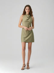 Sleek Bias-Cut Satin Halterneck Mini Dress