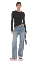 Shimmer Asymmetrical Top In Black