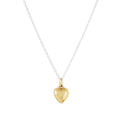 16" Necklace Mixed Metal - Love Plush Small Gold Charm